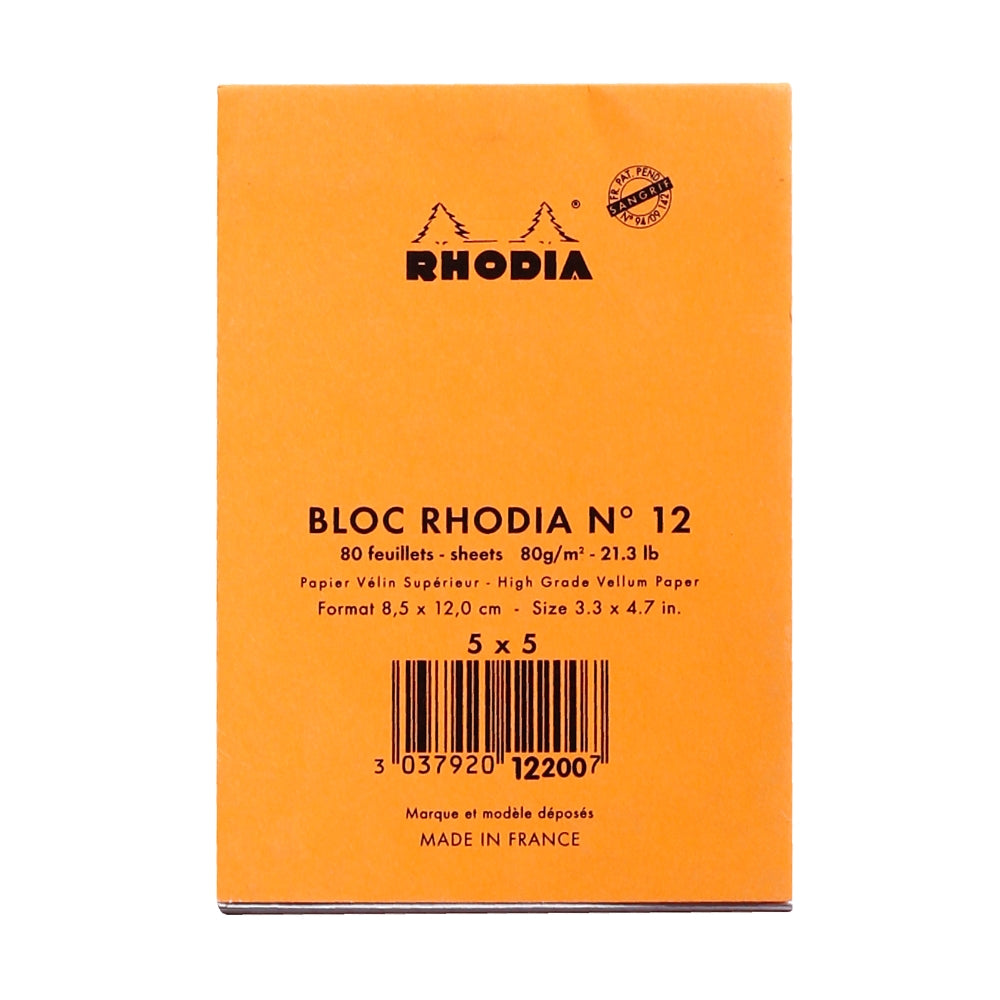 RHODIA Basics No.12 85x120mm 5x5 Sq hsp Orange