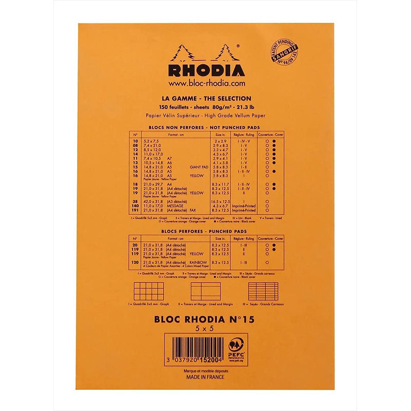 RHODIA Basics No.15 A5 148x210mm 5x5 Sq hsp Orange