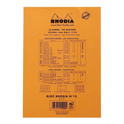 RHODIA Basics No.15 A5 148x210mm 5x5 Sq hsp Orange