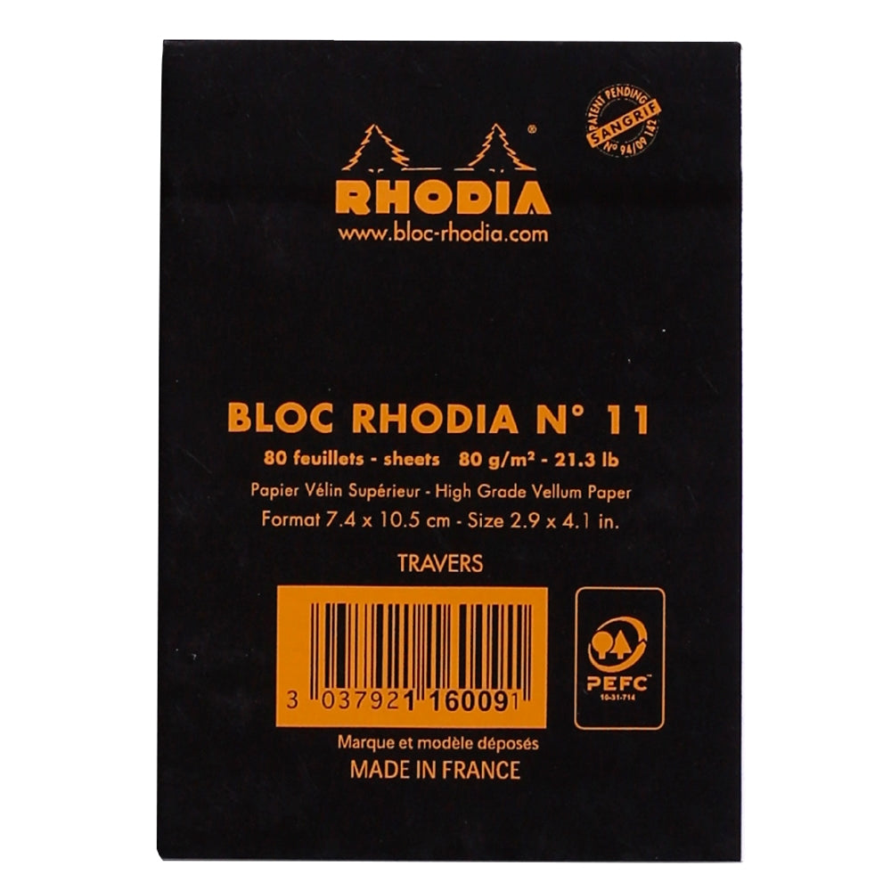 RHODIA Basics No.11 A7 74x105mm Lined hsp Black