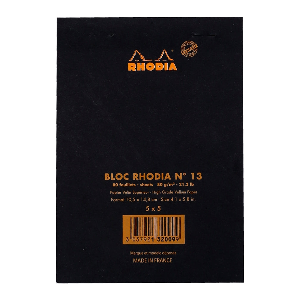 RHODIA Basics No.13 A6 105x148mm 5x5 Sq hsp Black