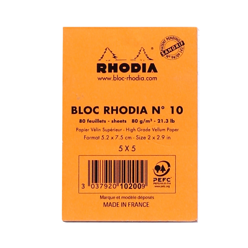 RHODIA Basics No.10 20x75mm 5x5 Sq hsp Orange