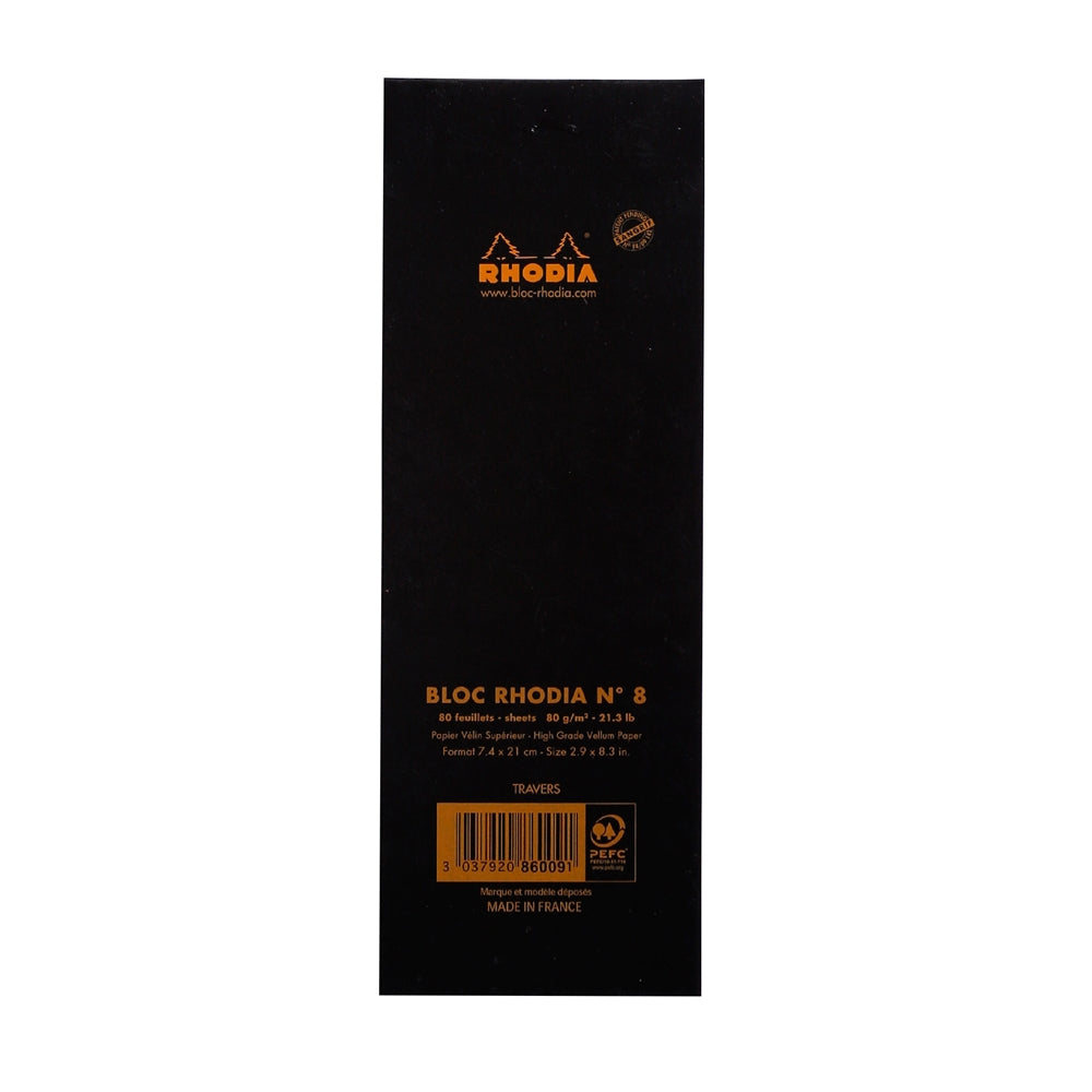 RHODIA Basics No.8 74x210mm Lined hsp Black