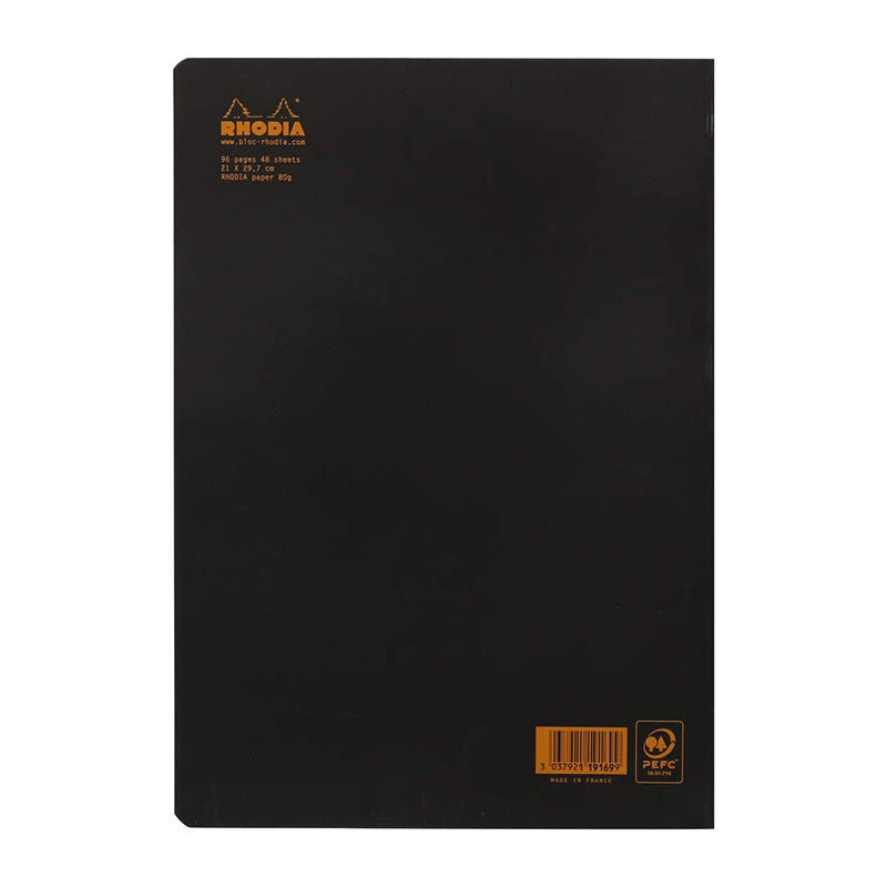 RHODIA Classic Stapled A4 210x297mm Lined Black