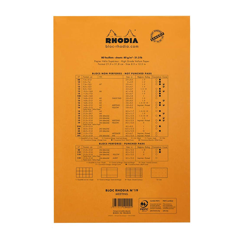 RHODIA Basics Meeting Pad No.19 A4+ 210x318mm Orange