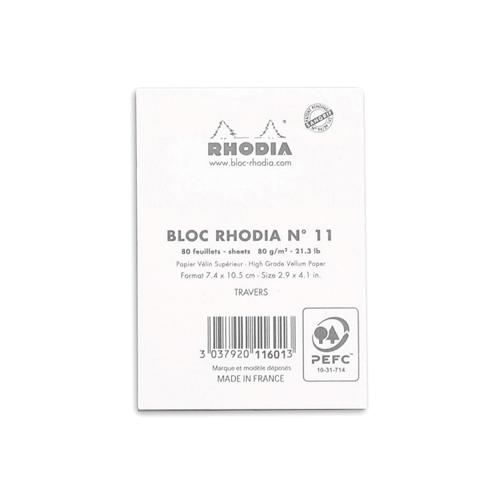 RHODIA Basics No.11 A7 74x105mm Lined hsp White