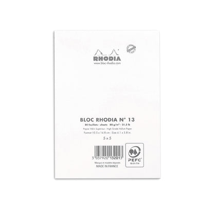 RHODIA Basics No.13 A6 105x148mm 5x5 Sq hsp White