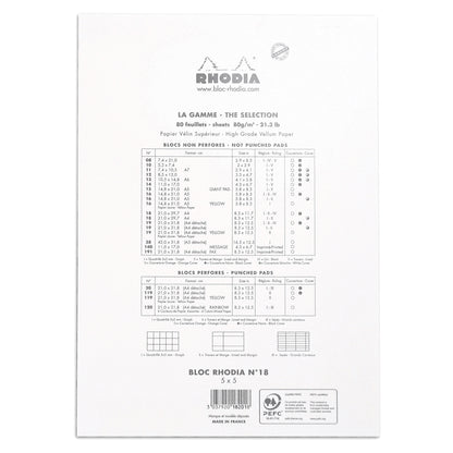 RHODIA Basics No.18 A4 210x297mm 5x5 Sq hsp White