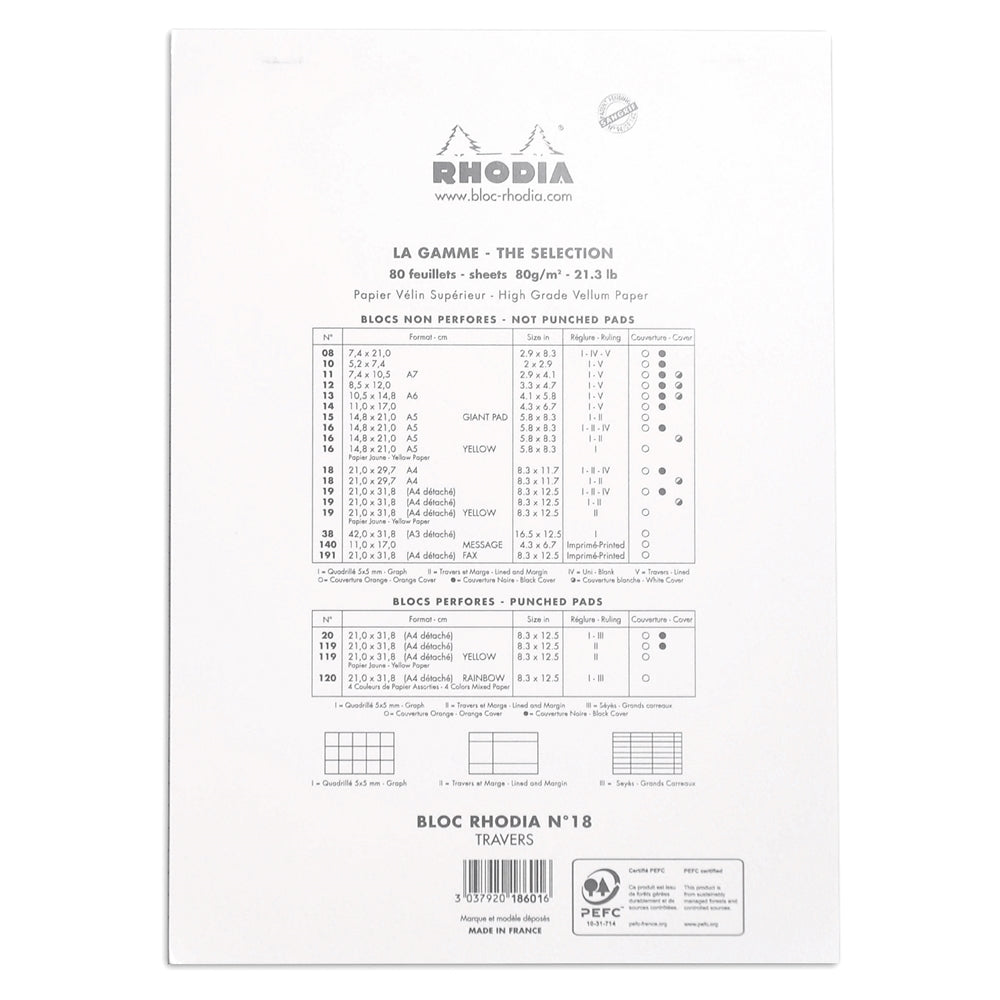 RHODIA Basics No.18 A4 210x297mm Lined hsp White