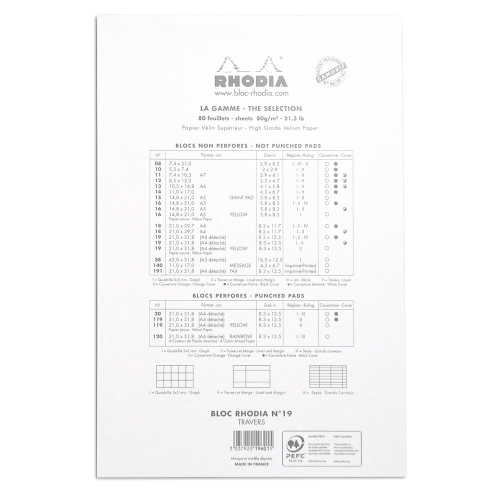 RHODIA Basics No.19 A4+-110x318mm Lined hsp White