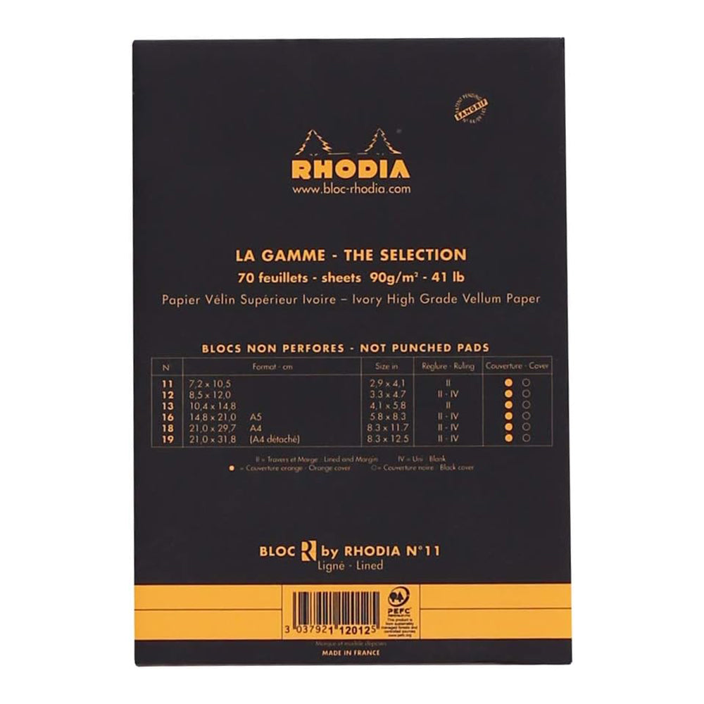 RHODIA Basics Le R No.11 72x105mm Lined hsp Black