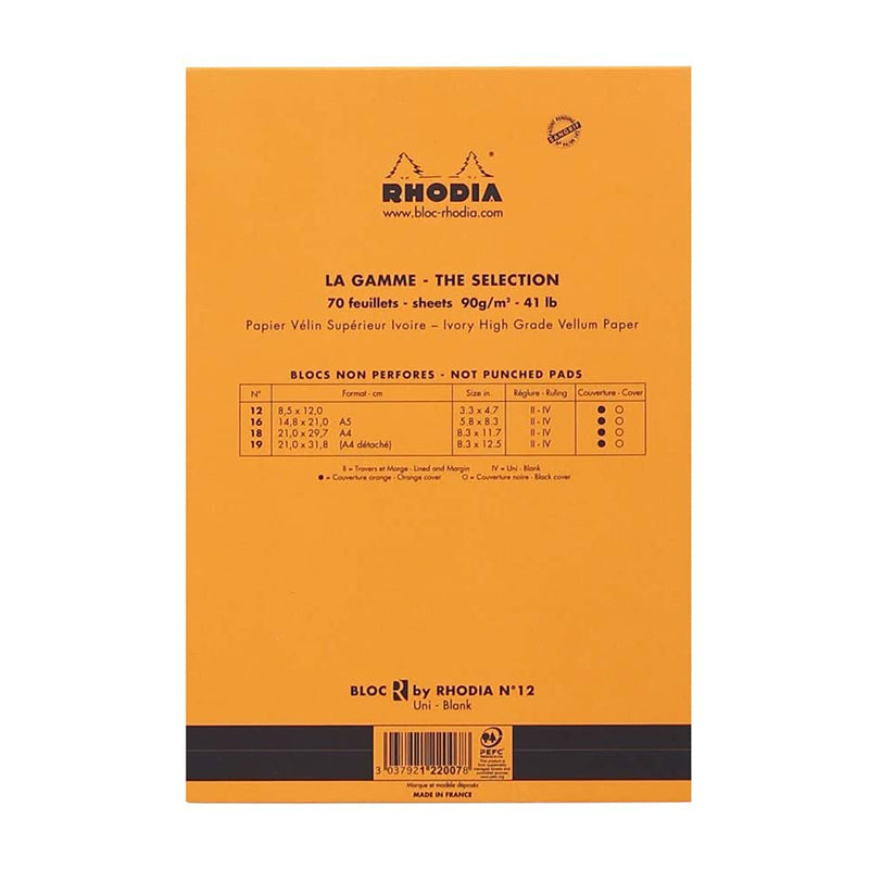 RHODIA Basics Le R No.12 85x120mm Plain hsp Orange