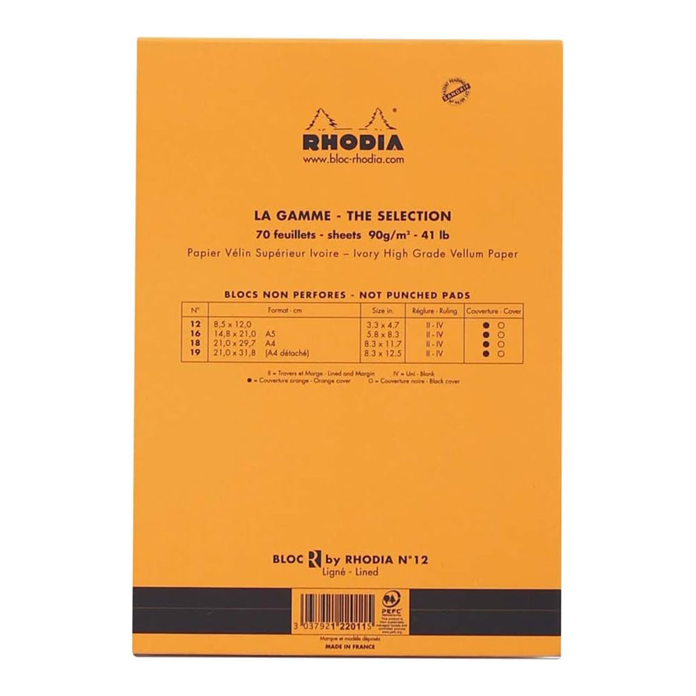 RHODIA Basics Le R No.12 85x120mm Lined hsp Orange