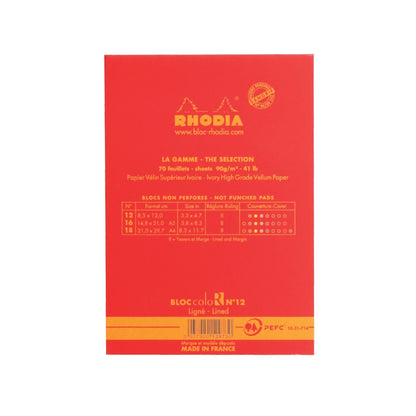 RHODIA Basics coloR No.12 85x120mm Lined Poppy