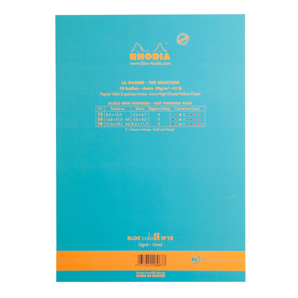 RHODIA Basics coloR No.18 210x297mm Lined Turquoise