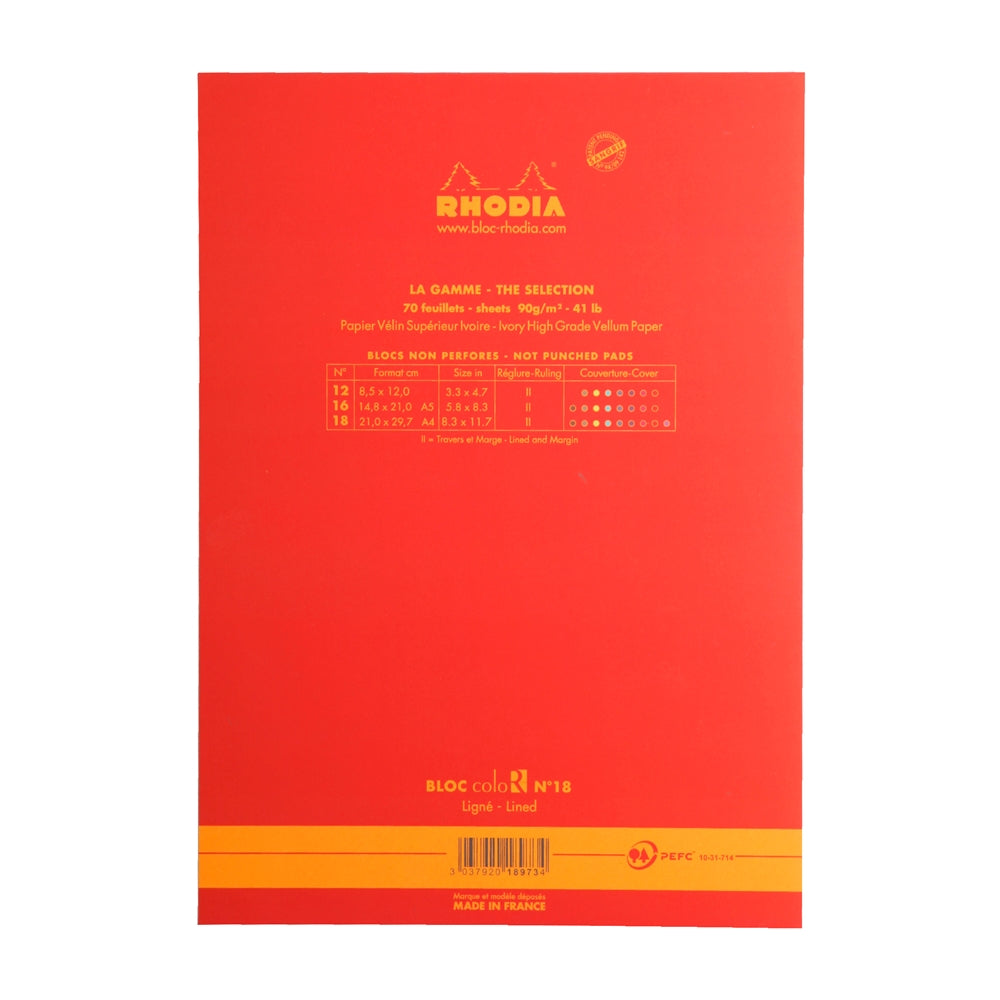 RHODIA Basics coloR No.18 210x297mm Lined Poppy