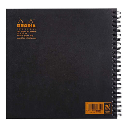 RHODIA Classic Reverse Book 210x210mm 5x5 Sq Black