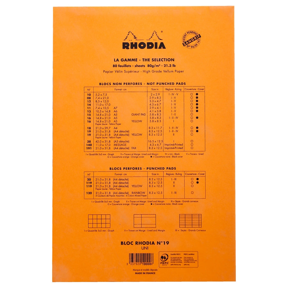 RHODIA Basics No.19 A4+-210x318mm Plain hsp Orange