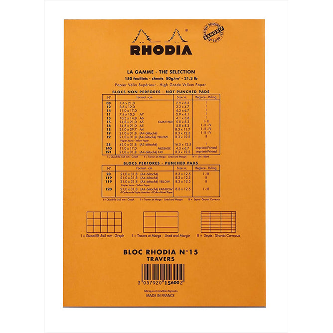 RHODIA Basics Giant Pad 148x210mm Lined hsp Orange