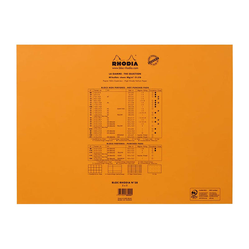 RHODIA Basics No.38 420x310mm 5x5 Sq hsp Orange