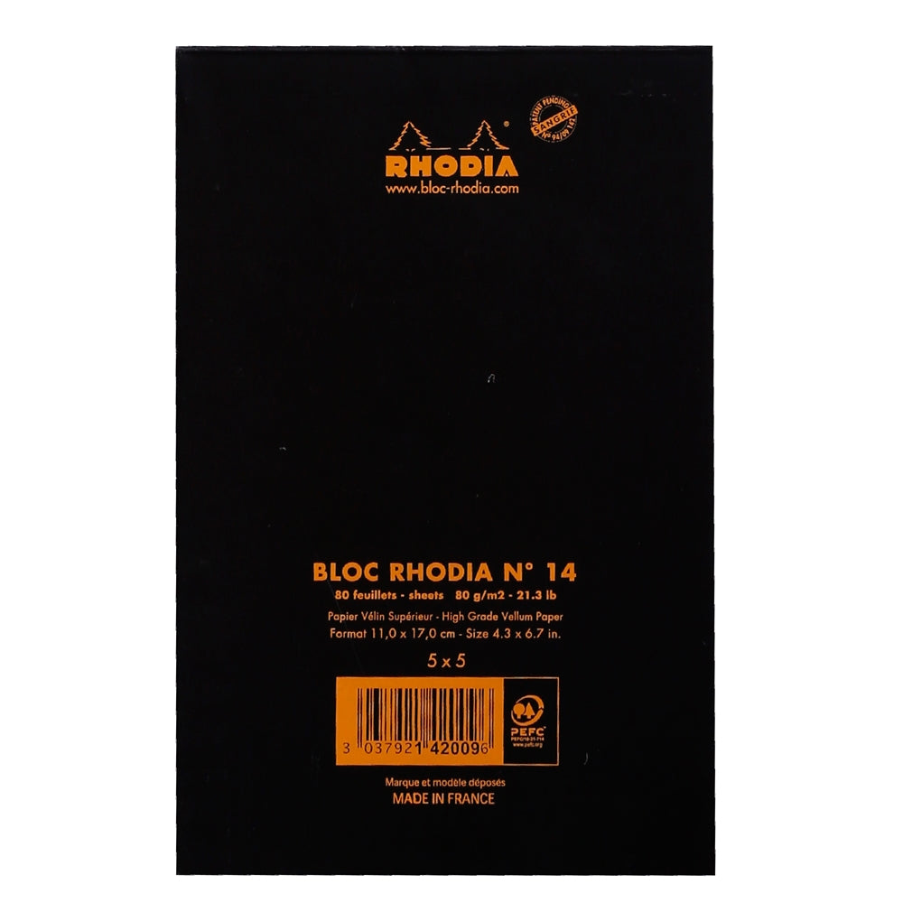 RHODIA Basics No.14 110x170mm 5x5 Sq hsp Black