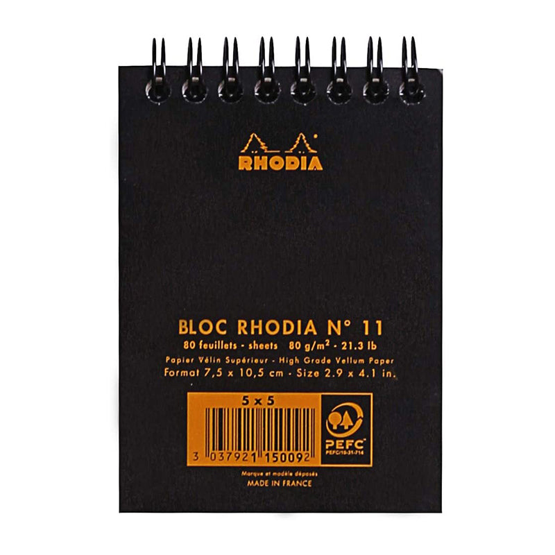 RHODIA Classic Notepad A7 75x105mm Lined Black