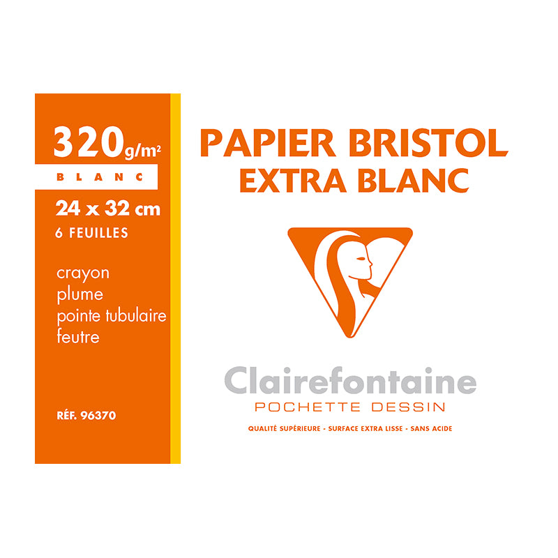 CLAIREFONTAINE Bristol Paper 24x32cm 320g 6s Plain White