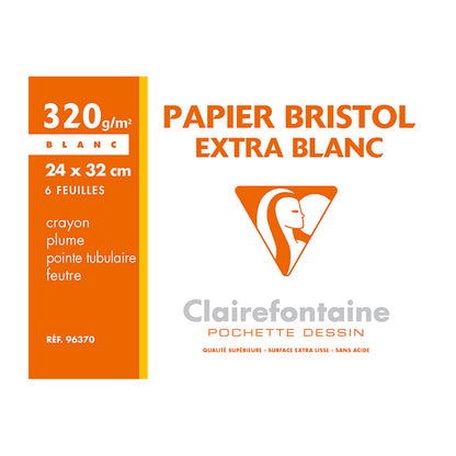 CLAIREFONTAINE Bristol Paper 24x32cm 320g 6s Plain White