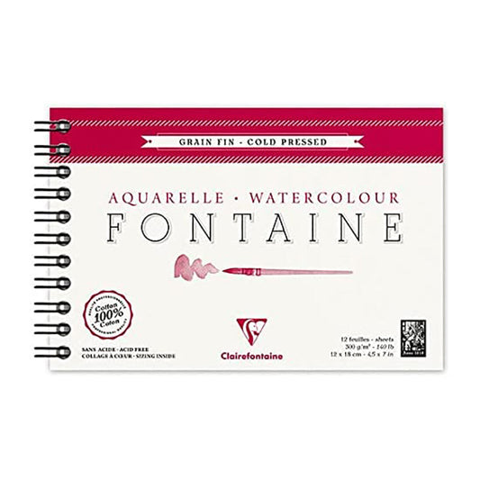 CLAIREFONTAINE Fontaine Wirebound Cold Pressed 300g 12x18cm 12s