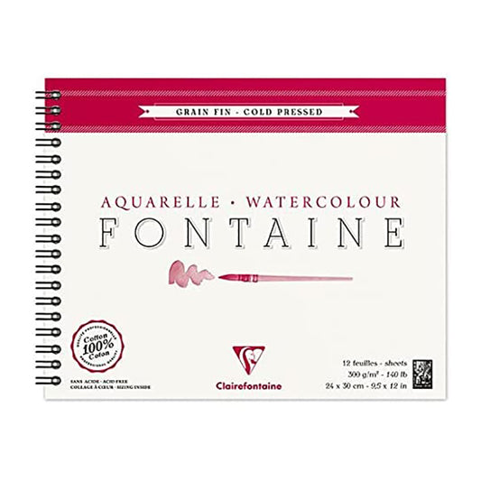 CLAIREFONTAINE Fontaine Wirebound Cold Pressed 300g 18x24cm 12s