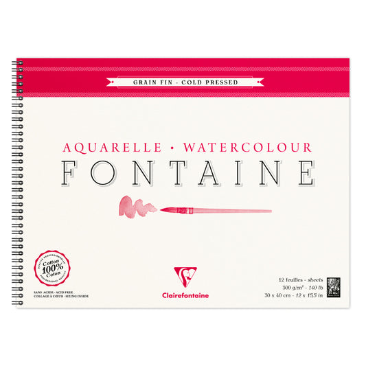 CLAIREFONTAINE Fontaine Wirebound Cold Pressed 300g 30x40cm 12s