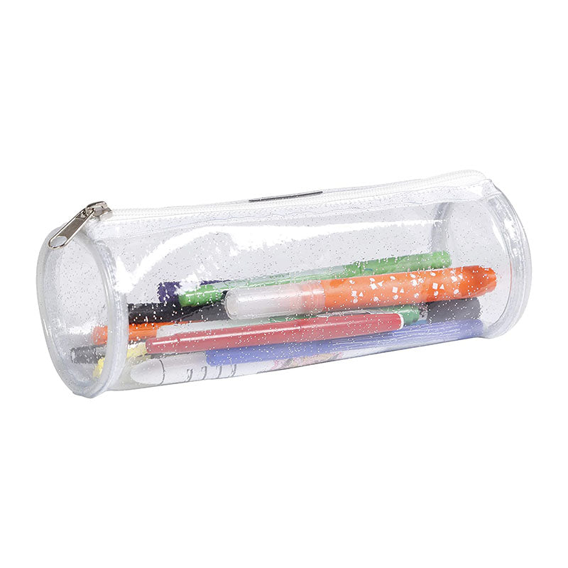 CLAIREFONTAINE Fantasy Transparent Pencil Case D7x22cm Rd+Glit