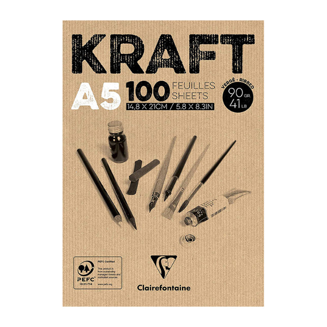 CLAIREFONTAINE Kraft Pad A5 90g 100s Brown