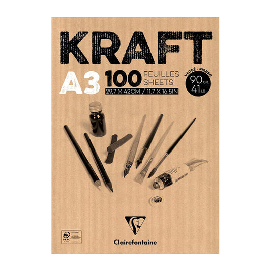 CLAIREFONTAINE Kraft Pad A3 90g 100s Brown