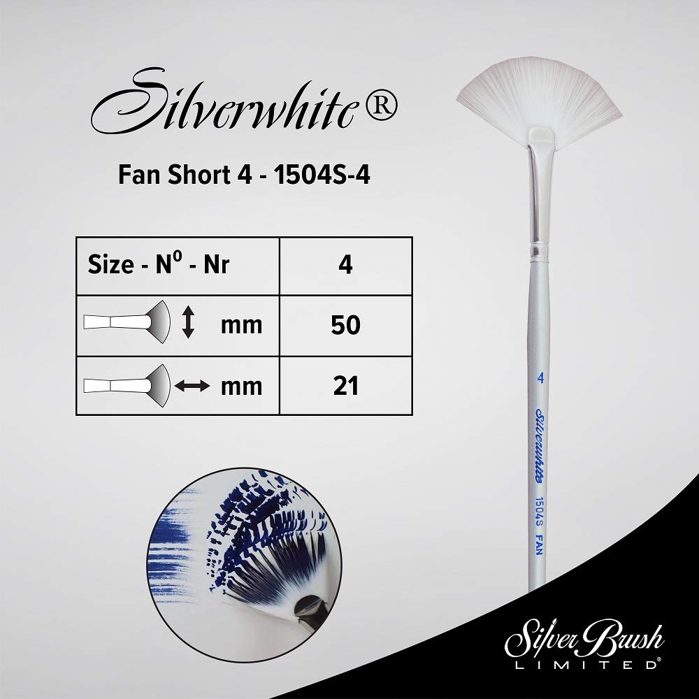 SILVERWhite White Taklon 1504S Short-Fan 4