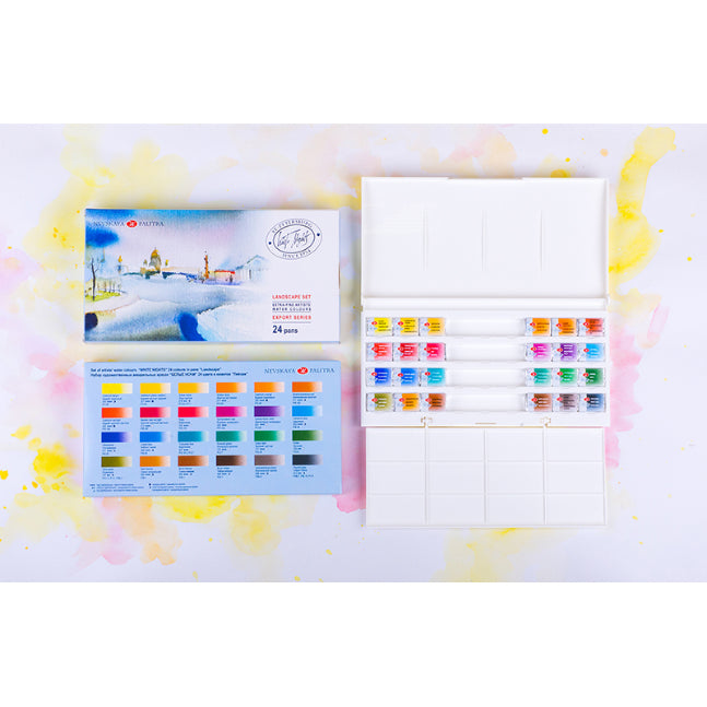 WHITE NIGHTS Artists Watercolour Set 24 Pans Landscape Default Title