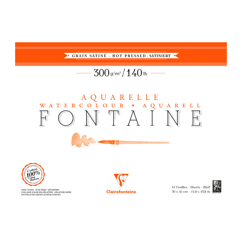 CLAIREFONTAINE Fontaine Pad Hot Pressed 300g 30x40cm 12s