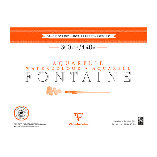 CLAIREFONTAINE Fontaine Pad Hot Pressed 300g 30x40cm 12s