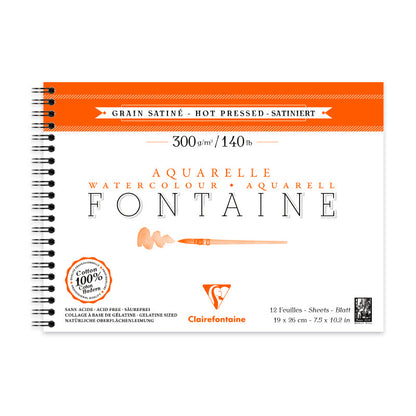 CLAIREFONTAINE Fontaine Wirebound Hot Pressed 300g 19x26cm 12s