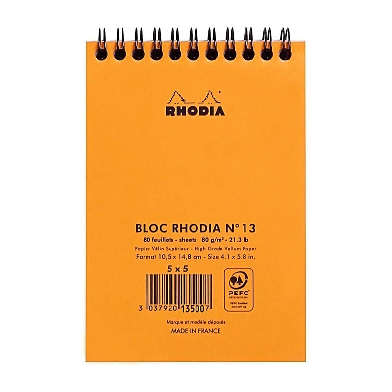 RHODIA Classic Notepad A6 105x148mm 5x5 Sq Orange