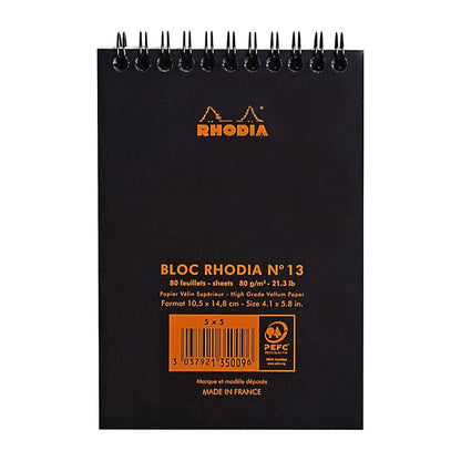 RHODIA Classic Notepad A6 105x148mm 5x5 Sq Black