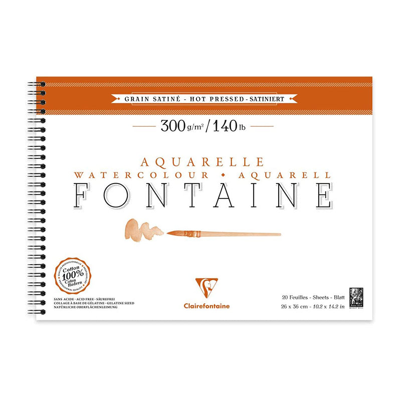 CLAIREFONTAINE Fontaine Wirebound Hot Pressed 300g 26x36cm 12s