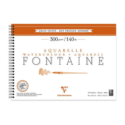 CLAIREFONTAINE Fontaine Wirebound Hot Pressed 300g 26x36cm 12s