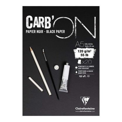 CLAIREFONTAINE Carb ON Pad A5 120g 20s Black