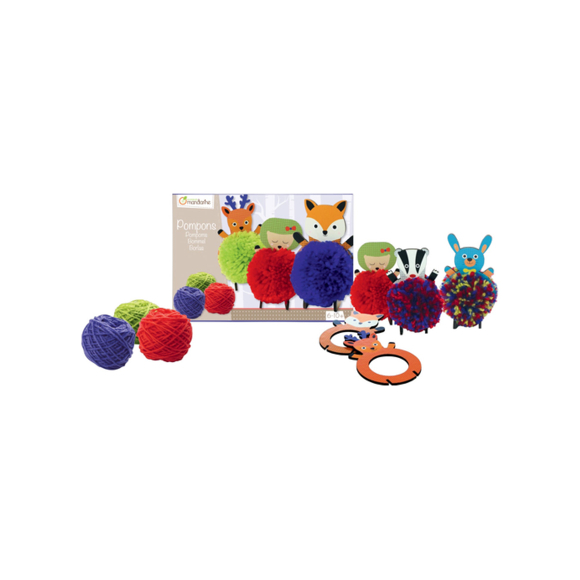 AVENUE MANDARINE Creative Box Pompoms to hang Animals 1206792