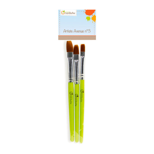 AVENUE MANDARINE Brushes Set of 3 Synthetic Flat