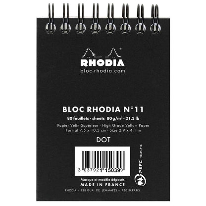 RHODIA Classic Notepad A7 75x105mm Dot Black