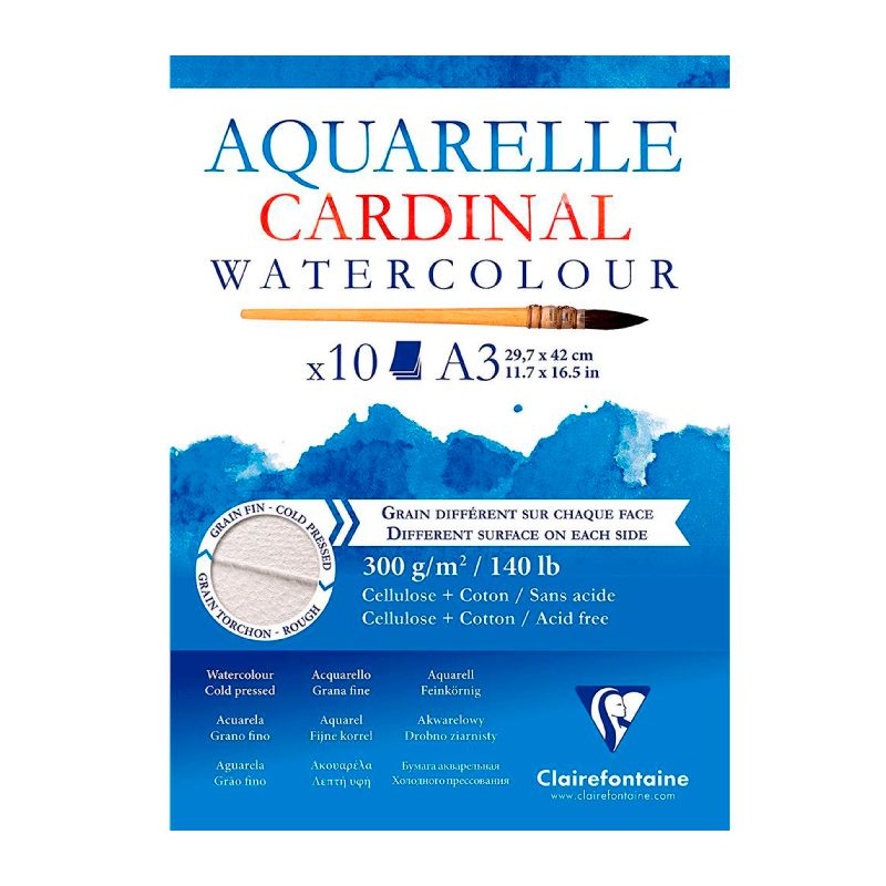 CLAIREFONTAINE Cardinal Pad 2 Grains:Rough+Cold 300g A3 10s