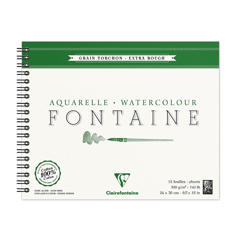 CLAIREFONTAINE Fontaine Wirebound Extra Rough 300g 24x30cm 12s