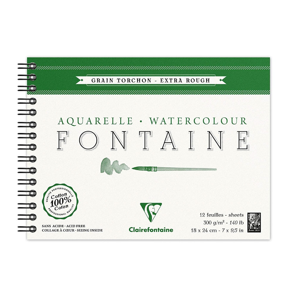 CLAIREFONTAINE Fontaine Wirebound Extra Rough 300g 18x24cm 12s